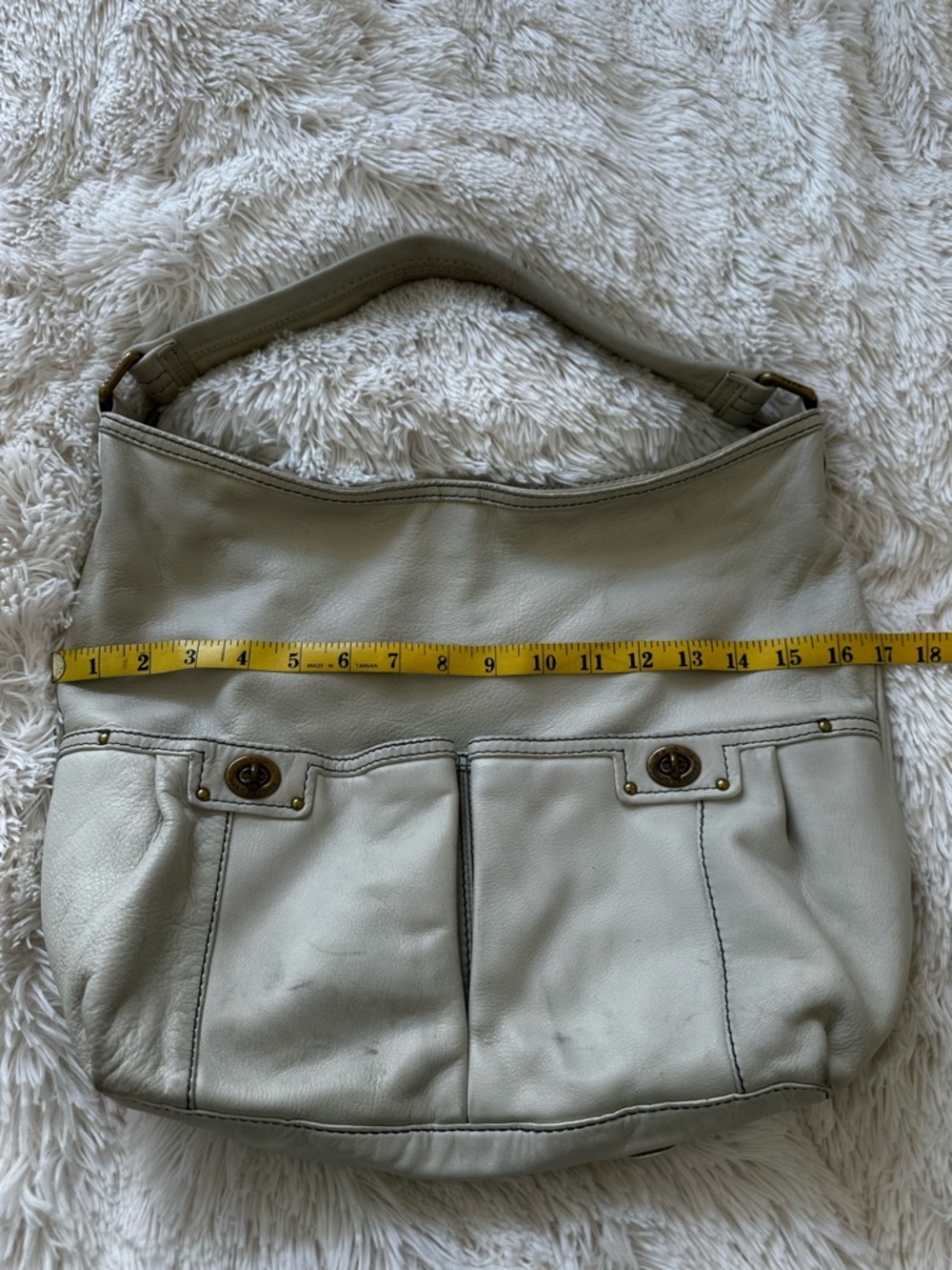 Marc by Marc Jacobs Cream Leather Hobo Bag with Front Pockets - Picture 12 of 16